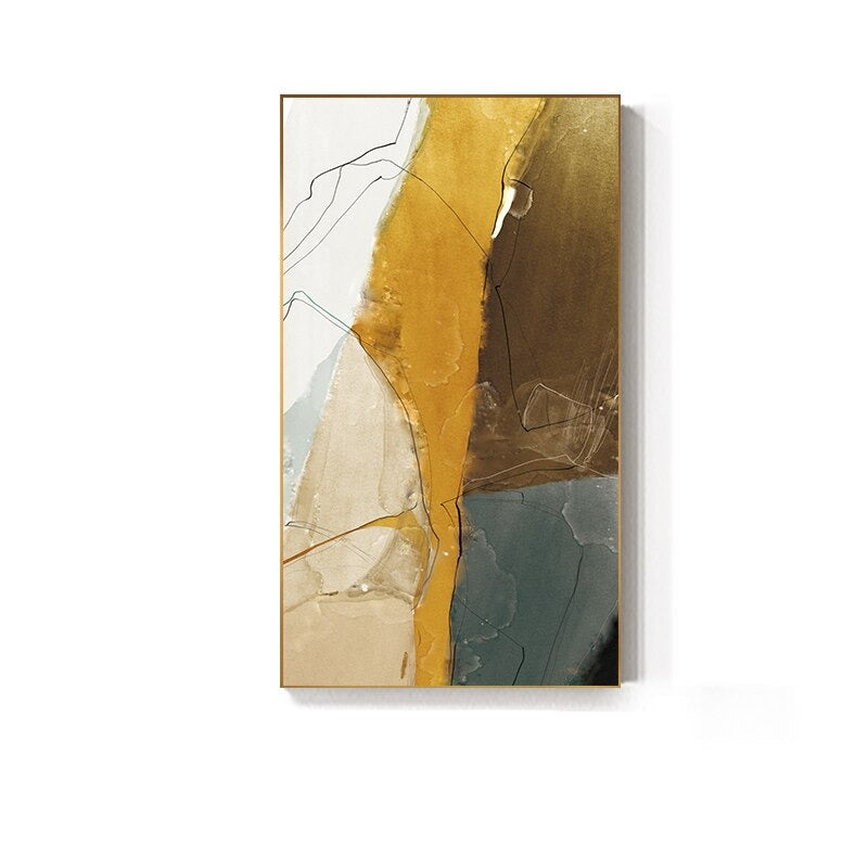 Abstract Yellow Grey Canvas Painting  yellow grey abstract art  yellow grey painting